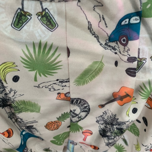 NWT Lindy Bop Cream romper babydoll halter tie back Tiki Print Dress elastic - Picture 9 of 11
